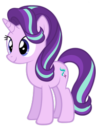 Size: 1024x1372 | Tagged: safe, artist:zacatron94, imported from derpibooru, starlight glimmer, pony, unicorn, blue eyes, example, female, horn, mare, multicolored mane, multicolored tail, simple background, smiling, solo, standing, tail, transparent background, vector