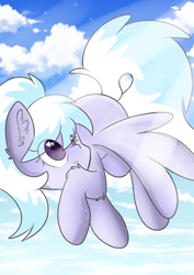 Size: 2894x4093 | Tagged: safe, artist:meowmavi, imported from derpibooru, cloudchaser, pony, absurd resolution, cloud, ear fluff, female, flying, heart eyes, solo, wingding eyes