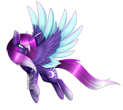 Size: 2126x1900 | Tagged: safe, artist:minelvi, imported from derpibooru, oc, oc only, oc:cosmic light, alicorn, pony, :p, alicorn oc, eyelashes, female, flying, horn, looking back, mare, one eye closed, simple background, solo, tattoo, tongue out, transparent background, wings, wink