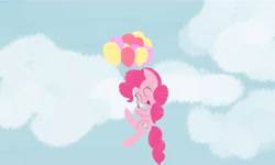 Size: 6000x3600 | Tagged: safe, artist:aneonart, imported from derpibooru, pinkie pie, earth pony, pony, absurd resolution, balloon, female, floating, mare, sky, solo, then watch her balloons lift her up to the sky