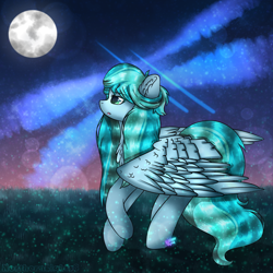 Size: 1024x1024 | Tagged: safe, artist:northlights8, imported from derpibooru, oc, oc only, pegasus, pony, female, full moon, mare, moon, night, solo