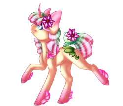 Size: 2300x2000 | Tagged: safe, artist:immagoddampony, imported from derpibooru, oc, oc only, oc:lily, orbite, original species, pony, unicorn, curved horn, female, high res, mare, raised hoof, raised leg, simple background, solo, transparent background