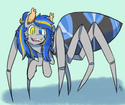 Size: 1087x907 | Tagged: safe, artist:katiex-factor, imported from derpibooru, oc, oc only, monster pony, original species, spider, spiderpony, heterochromia, simple background, solo