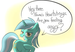 Size: 1198x844 | Tagged: safe, artist:nabbiekitty, imported from derpibooru, lyra heartstrings, pony, unicorn, artifact, dialogue, female, grin, lidded eyes, looking at you, smiling, solo, speech bubble