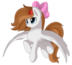 Size: 2918x2614 | Tagged: safe, artist:pridark, imported from derpibooru, oc, oc only, pony, bow, commission, female, flying, mare, simple background, solo, transparent background, whistling