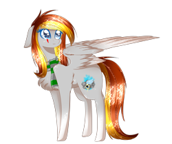 Size: 3000x2520 | Tagged: safe, artist:little-sketches, artist:php146, imported from derpibooru, oc, oc only, pegasus, pony, art trade, chest fluff, clothes, eye clipping through hair, female, looking back, mare, scarf, simple background, transparent background