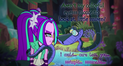 Size: 1300x700 | Tagged: safe, artist:snakeythingy, edit, imported from derpibooru, aria blaze, snake, equestria girls, coils, kaa, kaa eyes, manip, mind control, resistance, spiral, swirly eyes