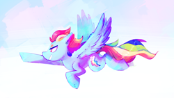 Size: 1280x720 | Tagged: safe, artist:apotozart, imported from derpibooru, rainbow dash, pony, female, flying, solo