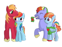 Size: 981x746 | Tagged: safe, artist:karmadash, imported from derpibooru, big macintosh, bow hothoof, rainbow dash, windy whistles, earth pony, pony, blushing, bow the shipper, female, male, mare, parent, rainbow dash's parents, rainbowmac, shipper on deck, shipping, sketch, stallion, straight, windy the shipper, windyhoof