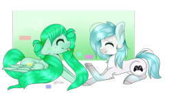 Size: 1024x552 | Tagged: safe, artist:glitterskies2808, imported from derpibooru, oc, oc only, pegasus, pony, eyes closed, female, mare, prone, tongue out