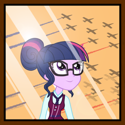 Size: 792x792 | Tagged: safe, artist:fskindness, imported from derpibooru, sci-twi, twilight sparkle, equestria girls, female, plane, solo