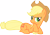 Size: 4173x2890 | Tagged: safe, artist:greseres, imported from derpibooru, applejack, earth pony, pony, the cutie mark chronicles, absurd resolution, female, freckles, hat, high res, mare, prone, simple background, smiling, smirk, solo, transparent background, vector