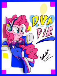 Size: 1944x2592 | Tagged: safe, artist:viejillox64art, imported from derpibooru, pinkie pie, pony, crossover, d.va, fanart, female, korean, latin american, mare, overwatch, p.nkie, solo, voice actor joke, whisker markings