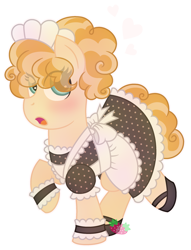 Size: 1881x2456 | Tagged: safe, artist:strawberry-spritz, imported from derpibooru, oc, oc only, oc:sundae twirl, pony, clothes, maid, offspring, parent:cheese sandwich, parent:pinkie pie, parents:cheesepie, simple background, transparent background