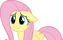 Size: 5000x3155 | Tagged: safe, artist:dashiesparkle, imported from derpibooru, fluttershy, pegasus, pony, fluttershy leans in, .svg available, absurd resolution, cute, female, floppy ears, folded wings, hnnng, mare, shyabetes, simple background, smiling, solo, transparent background, vector, wings