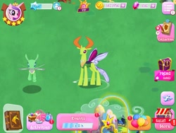 Size: 1024x768 | Tagged: safe, imported from derpibooru, princess cadance, thorax, changedling, changeling, pony, to where and back again, background changeling, changeling king, duo, frenulum (g4), game screencap, gameloft, king thorax, male