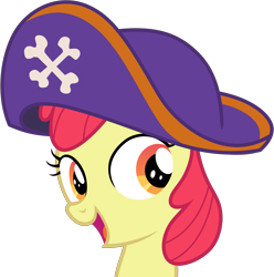 Size: 6604x6654 | Tagged: safe, artist:pink1ejack, imported from derpibooru, apple bloom, pony, hard to say anything, absurd resolution, female, hat, mare, open mouth, pirate bloom, pirate hat, simple background, solo, spyrate, transparent background, vector