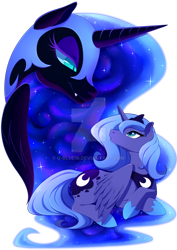 Size: 800x1131 | Tagged: safe, artist:g-blue16, imported from derpibooru, nightmare moon, princess luna, alicorn, pony, design, duality, looking up, prone, s1 luna, shirt design, simple background, transparent background, watermark
