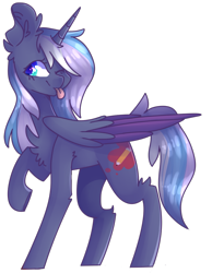 Size: 821x1056 | Tagged: safe, artist:emily-826, imported from derpibooru, oc, oc only, oc:moonlight, alicorn, pony, alicorn oc, female, mare, one eye closed, raised hoof, simple background, solo, tongue out, transparent background, wink