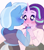Size: 1050x1200 | Tagged: safe, artist:bubbelyn, imported from derpibooru, starlight glimmer, trixie, anthro, unicorn, .psd available, blushing, female, lesbian, shipping, starry eyes, startrix, wingding eyes