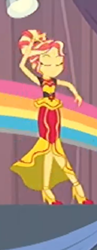 Size: 420x1080 | Tagged: safe, imported from derpibooru, screencap, sunset shimmer, dance magic, equestria girls, spoiler:eqg specials, alternate hairstyle, clothes, cropped, dress, eyes closed, female, flamenco dress, high heels, shoes, skirt, solo, sunset shimmer flamenco dress