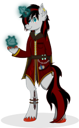 Size: 3100x5000 | Tagged: safe, artist:cezaryy, imported from derpibooru, oc, oc only, oc:xanthus, pony, semi-anthro, unicorn, absurd resolution, base used, bipedal, chains, clothes, dagger, ear piercing, earring, glowing hooves, horn ring, jewelry, mage, magic, male, piercing, quill, scar, scroll, simple background, solo, stallion, test tube, transparent background, unshorn fetlocks, vector, weapon