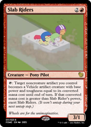 Size: 375x523 | Tagged: safe, imported from derpibooru, apple bloom, scootaloo, sweetie belle, pony, forever filly, card, cutie mark crusaders, helmet, magic the gathering, trading card
