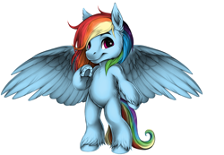 Size: 2000x1387 | Tagged: safe, artist:shortylynnchaos, imported from derpibooru, rainbow dash, pegasus, pony, anatomically incorrect, big head, bipedal, female, horseshoes, simple background, solo, spread wings, standing, white background, wings