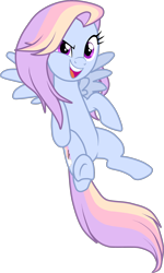 Size: 1706x2839 | Tagged: safe, artist:namygaga, imported from derpibooru, oc, oc only, oc:vanilla wake, pegasus, pony, female, magical lesbian spawn, mare, offspring, open mouth, parent:fluttershy, parent:rainbow dash, parents:flutterdash, simple background, solo, transparent background