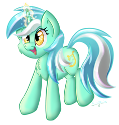 Size: 1709x1804 | Tagged: safe, artist:swirlyponies, imported from derpibooru, lyra heartstrings, pony, unicorn, chest fluff, cute, female, fluffy, lyrabetes, magic, simple background, smiling, solo, sparkly, transparent background