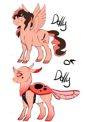 Size: 1401x2000 | Tagged: safe, artist:dolly, imported from derpibooru, oc, oc only, oc:dollybug, changedling, changeling, ladybug, pegasus, pony, changedling oc, changeling oc, design, ladybug changeling, simple background, spread wings, white background, wings