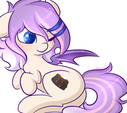 Size: 1280x1140 | Tagged: safe, artist:ashee, imported from derpibooru, oc, oc only, oc:sweet tooth, bat pony, pony, cute, one eye closed, simple background, solo, transparent background, wink