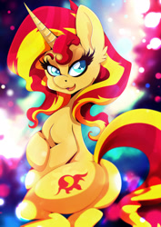 Size: 1358x1920 | Tagged: safe, artist:rariedash, imported from derpibooru, sunset shimmer, pony, unicorn, beautiful, bunset shimmer, butt, colored pupils, female, looking back, mare, plot, solo
