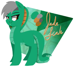 Size: 1818x1644 | Tagged: safe, artist:themodpony, imported from derpibooru, oc, oc only, oc:jade scale, original species, snake pony, cobra hood, fangs, lineless, long tail, reference sheet, serpony, simple background, solo, transparent background