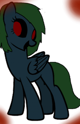 Size: 324x500 | Tagged: safe, artist:sagelight, imported from derpibooru, oc, oc only, oc:sagelight, pegasus, pony, zombie, evil, grin, red eyes, smiling, solo