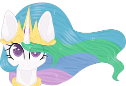 Size: 3000x2048 | Tagged: safe, artist:cinnamontee, imported from derpibooru, princess celestia, alicorn, pony, bust, female, looking at you, mare, portrait, simple background, smiling, solo, transparent background