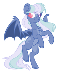 Size: 744x932 | Tagged: safe, artist:wasatgemini, imported from derpibooru, oc, oc only, bat pony, pony, base used, bipedal, female, heterochromia, mare, simple background, solo, white background