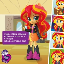 Size: 800x800 | Tagged: safe, imported from derpibooru, sunset shimmer, equestria girls, cute, doll, equestria girls minis, female, irl, my little pony logo, official, photo, shimmerbetes, toy