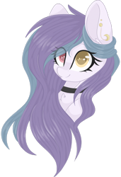 Size: 1024x1500 | Tagged: safe, artist:cinnamontee, imported from derpibooru, oc, oc only, oc:yellow light, pony, bust, ear piercing, earring, female, heterochromia, jewelry, mare, piercing, portrait, simple background, solo, transparent background