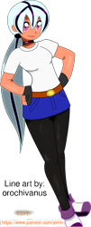 Size: 927x2300 | Tagged: safe, artist:elgatosabio, editor:jemvi, imported from derpibooru, oc, oc only, oc:serenata dusk, human, equestria girls, clothes, danata, denim skirt, female, gem, lipstick, next generation, offspring, pantyhose, parent:oc:dan, parent:sonata dusk, parents:canon x oc, parents:danata, ponytail, shirt, simple background, skirt, solo, t-shirt, transparent background