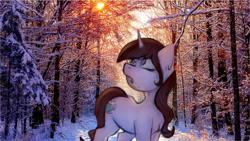 Size: 1103x621 | Tagged: safe, artist:marsminer, imported from derpibooru, oc, oc only, pony, forest, irl, photo, snow, solo, winter