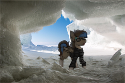 Size: 1070x714 | Tagged: safe, artist:marsminer, imported from derpibooru, oc, oc only, oc:playthrough, pony, ice, irl, photo, snow, solo, winter