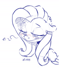 Size: 1280x1560 | Tagged: safe, artist:dilarus, deleted from derpibooru, imported from derpibooru, fluttershy, pony, bedroom eyes, blushing, bust, commission, floppy ears, heart, lidded eyes, portrait, sketch, solo