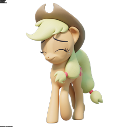 Size: 2048x2048 | Tagged: safe, artist:therealdjthed, imported from derpibooru, applejack, earth pony, pony, 3d, 3d model, blender, blender cycles, cycles, cycles render, eyes closed, female, mare, model:djthed, simple background, smiling, solo, transparent background, walking