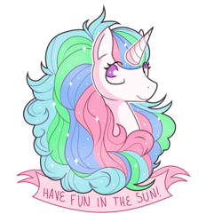 Size: 704x757 | Tagged: safe, artist:amazingmollusk, imported from derpibooru, princess celestia, alicorn, pony, alternate hairstyle, banner, bust, female, happy, mare, portrait, simple background, smiling, solo, transparent background