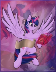 Size: 2479x3186 | Tagged: safe, artist:meze-diapason, imported from derpibooru, twilight sparkle, alicorn, pony, book, female, levitation, magic, mare, scroll, solo, spellbook, telekinesis, twilight sparkle (alicorn), zoom layer