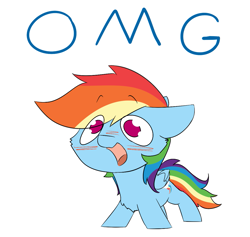 Size: 1135x1077 | Tagged: safe, artist:input-command, deleted from derpibooru, imported from derpibooru, rainbow dash, pegasus, pony, blushing, chest fluff, dialogue, floppy ears, omg, open mouth, simple background, solo, white background, wide eyes