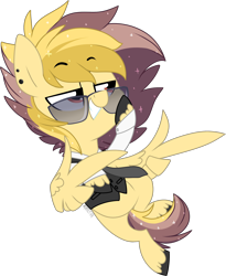 Size: 1596x1949 | Tagged: safe, artist:kellythedrawinguni, imported from derpibooru, oc, oc only, oc:fabian foster, pegasus, pony, chibi, clothes, feather guns, finger gun, finger guns, male, simple background, solo, stallion, sunglasses, transparent background, unshorn fetlocks, wing hands, ych result