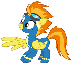 Size: 2600x2313 | Tagged: safe, artist:sketchmcreations, imported from derpibooru, spitfire, pegasus, pony, parental glideance, clothes, female, goggles, show accurate, simple background, solo, transparent background, uniform, vector, wing hands, wonderbolts uniform