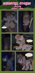 Size: 1919x3997 | Tagged: safe, artist:estories, imported from derpibooru, oc, oc only, oc:alice goldenfeather, oc:penumbra, pegasus, pony, comic:find yourself, comic, female, glowing, glowing eyes, mare